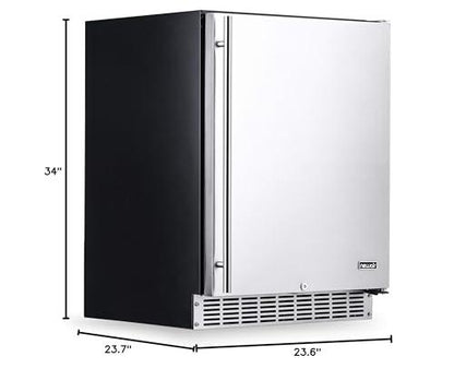 NewAir 24" Built-in 160 Can Outdoor Beverage Fridge in Weatherproof Stainless Steel with Auto-Closing Door and Easy Glide Casters. New Air Mini Fridge, Built-In or Freestanding Outdoor Fridge - CookCave