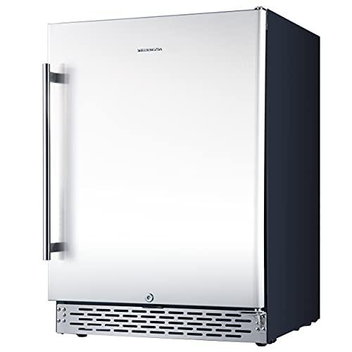 Phiestina 24 inch Indoor/Outdoor Beverage Refrigerator 175 Cans Built-in/Freestanding Beverage Fridge Cooler Lockable Stainless Steel Door Auto Defrost Quiet For Home/Commercial,6 Removable Shelves - CookCave