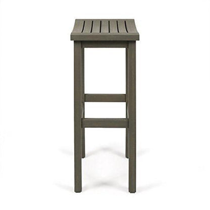 Christopher Knight Home Caribbean Outdoor 30" Acacia Wood Barstools, 2-Pcs Set, Grey Finish - CookCave