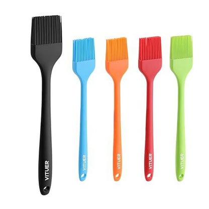 VITUER Silicone Basting Pastry Brush, 5 PCS Colorful Silicone Food Brush for Baking Cooking BBQ Grill Spread Oil Butter Sauce, Heat Resistant, Dishwasher Safe (5Pack, Rainbow Colors) - CookCave