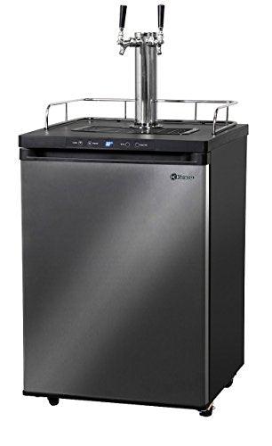 Kegco 3PK309X-2 Keg Dispenser, 2 Tap, Black Stainless Steel - CookCave