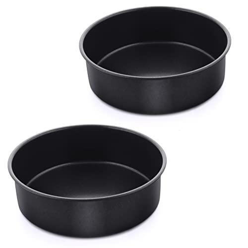 6 Inch Non-Stick Cake Pans Set of 2, P&P CHEF Round Baking Pans Bakeware for Layered Cakes, Non-Toxic, Stainless Steel Core & One-piece Design, Black - CookCave