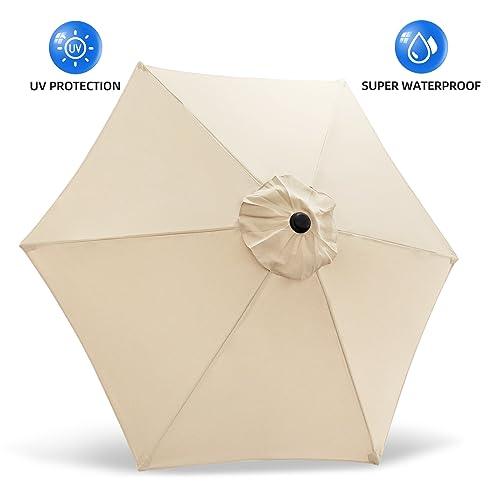 Trenovo Patio Umbrella Replacement Canopy, 7.5 ft Replacement Umbrella Cover for 6 Ribs, Water Resistant Cloth Umbrella Replacement Top for Garden Backyard Pool Umbrellas Cantilever Parasols - CookCave