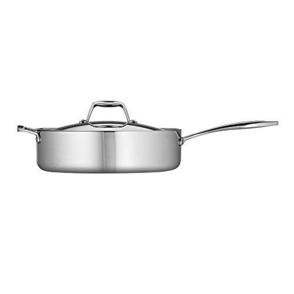 Tramontina Covered Deep Saute Pan Stainless Steel Tri-Ply Clad 6 Qt, 80116/073DS - CookCave