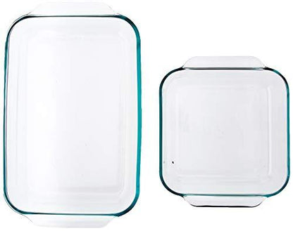 Pyrex 2Piece Basics Value Pack1-Basics 8"/2 dish1-Basics 3 Quart Oblong Bake Dish, 2.2, Clear - CookCave