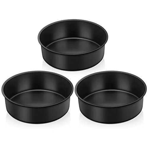 TeamFar 6 Inch Cake Pan, Round Baking Layer Cake Pan Set of 3, with Non-Stick Coating Stainless Steel Core for Birthday, Party, Wedding, Healthy & Heatproof, Release Easily & Easy Clean - CookCave