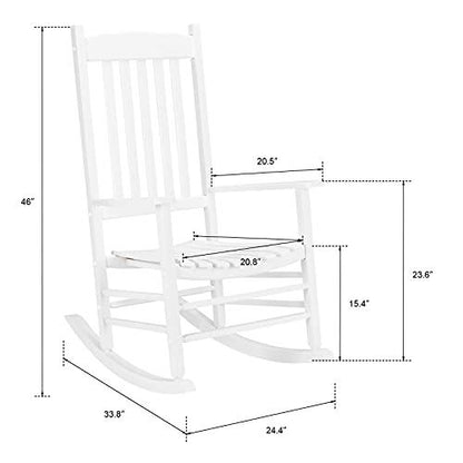 Outvita Outdoor Rocking Chair, Solid Wood High Back Rocker, All Weather Lounge Chair for Porch Patio Fire Pit Garden Backyard Deck Indoor, Wave Shape, White - CookCave