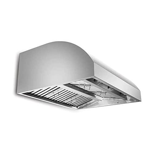 Blaze Outdoor 42 Inch 304 Grade Stainless Steel Vent Hood with 2000 CFM Blowers, Higher Installation, Adjustable Light, and Commercial Style Baffles - CookCave