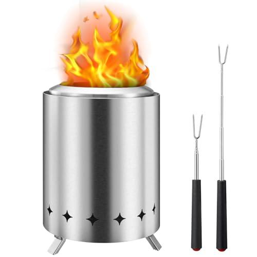 GardenLifer Tabletop Fire Pit 6D x 7H Inches Portable Mini Fireplace Stainless Steel Low Smoke Pellet Wood Burning Fire Bowl Stove with Foldable Stand for Camping Patio Indoor Outdoor Smore - CookCave