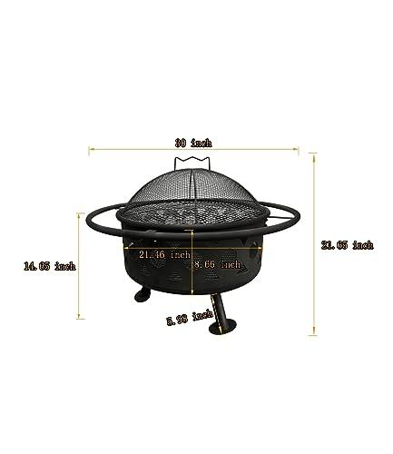 Bettermade 2 in 1 Fire Pit for Outside, 30in Wood Burning Outdoor Firepits with Spark Screen for Camping, Bonfire, Garden, Picnic, Includes Poker & Cooking Grate for Backyard Patio BBQ - CookCave