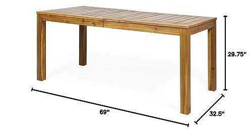 Christopher Knight Home Gloria Outdoor Rustic Acacia Wood Dining Table, Teak - CookCave