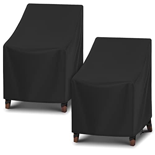 Arcedo High Back Patio Chair Covers 2 Pack, Waterproof Outdoor Dining Chair Covers for Outdoor Furniture Seating, All Weather Protection - 27”L x 30W” x 42”H, Black - CookCave