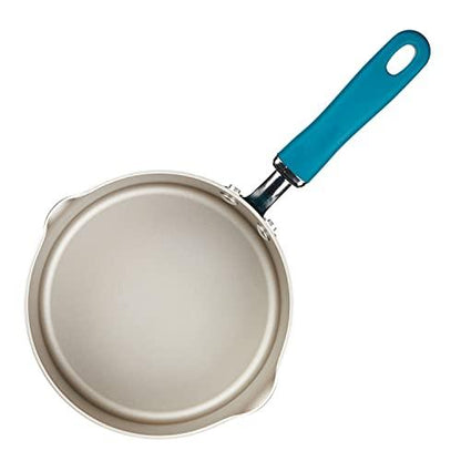 Rachael Ray 12020 Create Delicious Nonstick Sauce Pan / Saucepan with Straining and Lid, 3 Quart - Teal Shimmer - CookCave