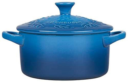 Le Creuset Olive Branch Collection Stoneware Mini Round Cocotte, 24 oz., Marseille with Embossed Lid - CookCave