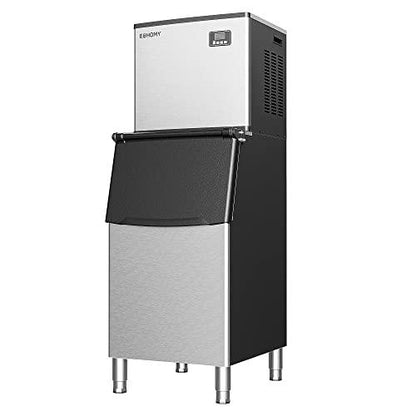 EUHOMY Commercial Ice Maker Machine 400Lbs/24H, SECOP Compressor&ETL Approval, Industrial Ice Machine, 250Lbs Storage, Ice Ready in 8-15 min, Stainless Steel Ice Maker for Bar/Cafe/Restaurant/Business - CookCave