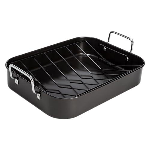 Ecolution Nonstick Roasting Pan with Rack, Carbon Steel with Premium Nonstick, Oven Safe to 450 F, Made without PFOA, Dishwasher Safe, 16-Inch x 12-Inch x 3-Inch - CookCave