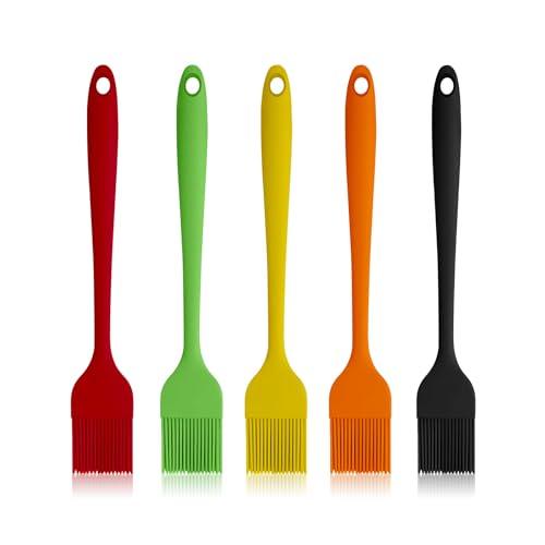 Craebuer Silicone Basting Pastry Brush, 5 Pack Heat Resistant Cooking Brush for Oil Butter Sauce, Food Brush for BBQ Grill Barbeque Kitchen Baking Cooking - CookCave