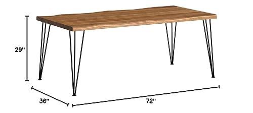 Christopher Knight Home Kama Patio Dining, Rectangular, 72", Acacia Wood Table Top, Rustic Iron Hairpin Legs, Teak Finish, Metal - CookCave