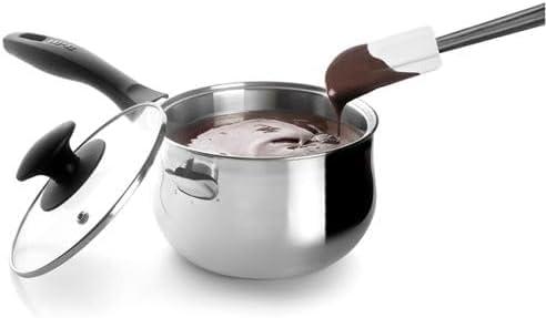 Ibili Stainless Steel All in One Piece Double Boiler Pot Including Lid - Double-Walled with Built in Space to Insert Water for Melting Chocolate, Candy and Candle Making, 1.05 quart Capacity (Sliver) - CookCave