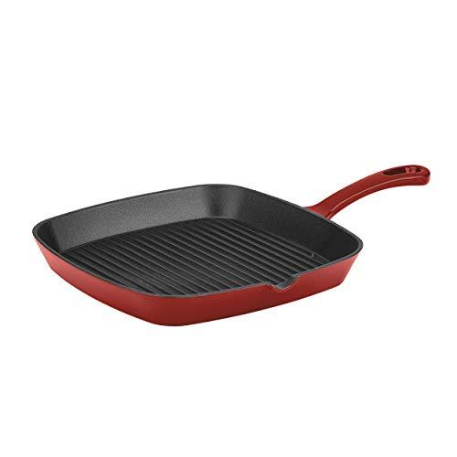 Cuisinart CI30-23CR Chef's Classic Enameled Cast Iron 9-1/4-Inch Square Grill Pan, Cardinal Red - CookCave