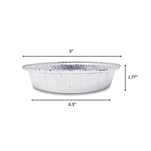 9-inch Aluminum-Foil Pie Pans with Lid – Round Disposable Heavy Duty Pans for Storing, Tart Baking, Reheating and Serving – Oven & Freezer safe - Made in USA (Pack of 20) - CookCave