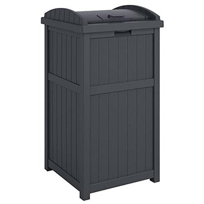 Suncast 30 Gallon Durable Hideaway Patio Garbage Cans Container for Outdoor with Solid Bottom Panel and Latching Lid, Pack of 2, Cyberspace - CookCave