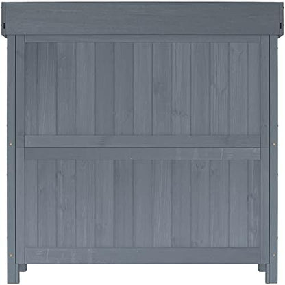 GOOD LIFE USA Outdoor Garden Patio Wooden Storage Cabinet Furniture Waterproof Tool Shed with Potting Benches Outdoor Work Station Table (Gray) - CookCave