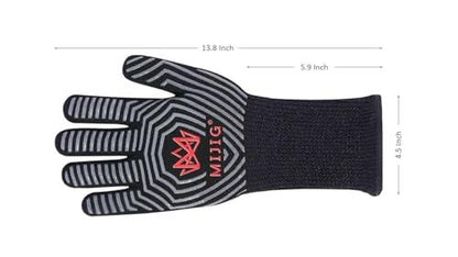 MIJIG Extreme Heat BBQ Grilling Gloves with Non-Slip Silicone Grip Design (EN407 Lab Certified) - CookCave