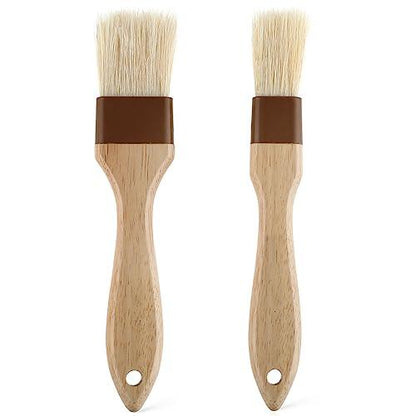 Teaaha 2 PCS Pastry Brush, Basting Brush for Cooking BBQ Brushes for Sauce, Basting Brush with Boar Bristles and Beech Hardwood Handles for Basting Cooking Brush Food Brush Oil Brush Baking - CookCave