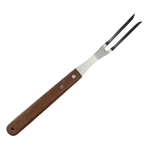 ccHuDE Stainless Steel Carving Fork Barbecue Meat Fork Cooking Steak Fork Grill BBQ Fork Kitchen Serving Fork Large Wood Handle Fork 330 mm - CookCave