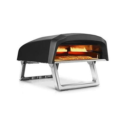 NutriChef NCPIZOVN.3 Portable Gas, Fire & Stone Outdoor Pizza Oven, Black - CookCave