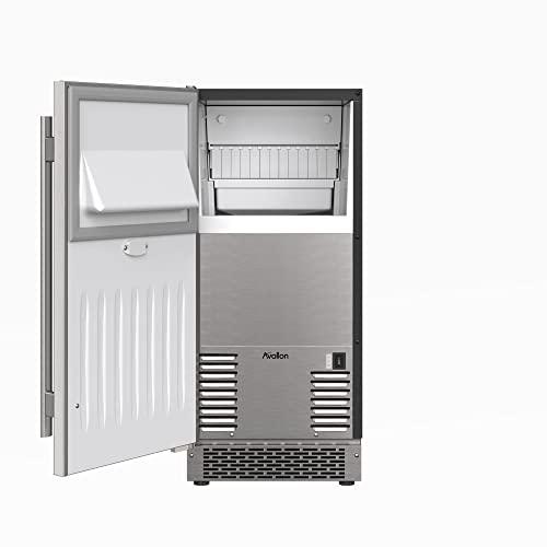 Avallon AIMG151GSSILH 15 Inch Wide 26 Lbs. Built-in/Free Standing Ice Maker with 56 Lbs. Daily Ice Production and Wash Mode - CookCave