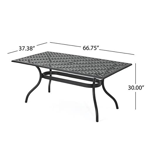 Christopher Knight Home Cayman Cast Aluminum Rectangle Table, Black Sand - CookCave