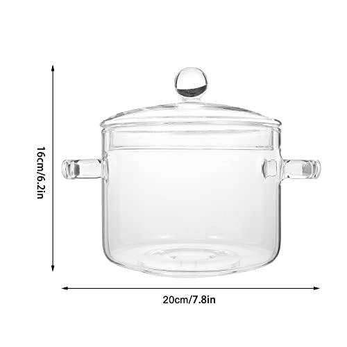 Clear Glass Pots for Cooking on Stove, Glass Stew Pot Glass Soup Pot With Lid Kitchen Stockpot Glass Cooking Pot Thickened Stock Pot Large Serving Bowl Simmer Pot for Stove (1.35L/46OZ) - CookCave