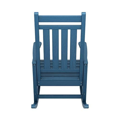 SERWALL Oversized Rocking Chair, Outdoor Rocking Chair for Adults, All Weather Resistant Porch Rocker for Lawn Garden, Blue - CookCave