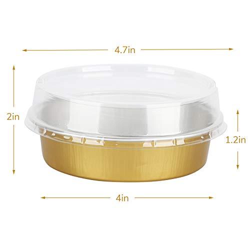 Beasea Disposable Pie Tins 4 Inch, 50 Pack Mini Tart Pans with Lids, 8 Oz Golden Aluminum Pie Pan Tin Tart Pans Round Oven Baking Mini Cake Pan for Pie Tart Quiche - CookCave