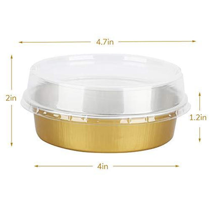 Beasea Disposable Pie Tins 4 Inch, 50 Pack Mini Tart Pans with Lids, 8 Oz Golden Aluminum Pie Pan Tin Tart Pans Round Oven Baking Mini Cake Pan for Pie Tart Quiche - CookCave