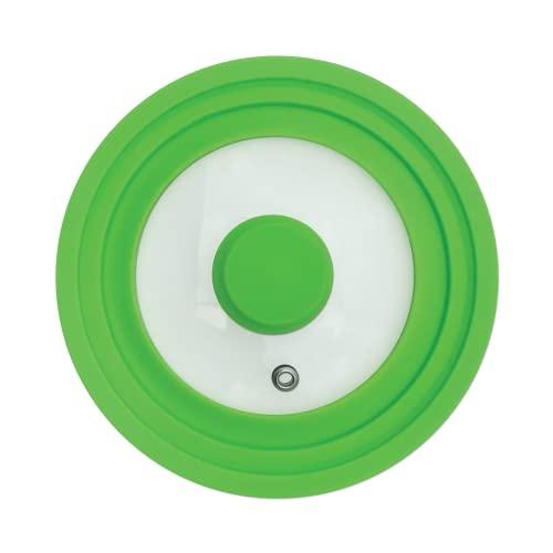Universal Lid for Pots, Pans and Skillets - Tempered Glass with Heat Resistant Silicone Rim Fits 6", 7" and 8" Diameter Cookware, Lime Green, Replacement Lid for Frying Pan and Cast Iron Skillet - CookCave