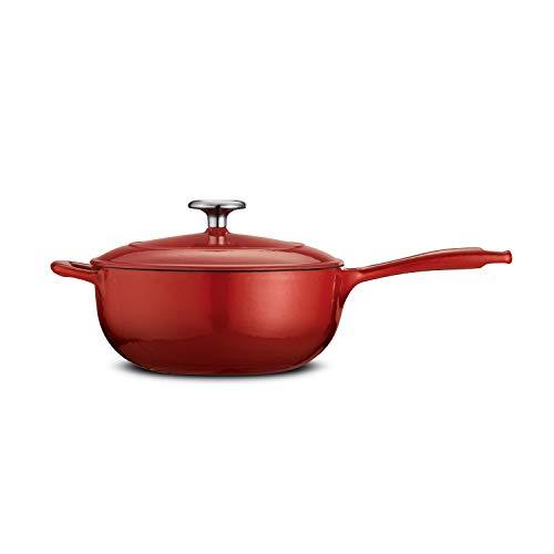 Tramontina Enameled Covered Saucier Cast Iron 3-Quart Gradated Red, 80131/061DS - CookCave