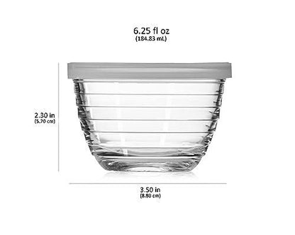 Libbey Small Glass Bowls with Lids, 6.25 ounce, Set of 8, Clear, 3.45-inch Diameter - CookCave