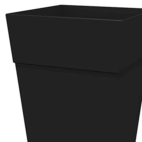 Bloem Tall Finley Tapered Square Planter: 25" - Black - Matte Textured Finish, 100% Recycled Plastic Pot, for Indoor and Outdoor Use, Gardening, 9 Gallon Capacity - CookCave