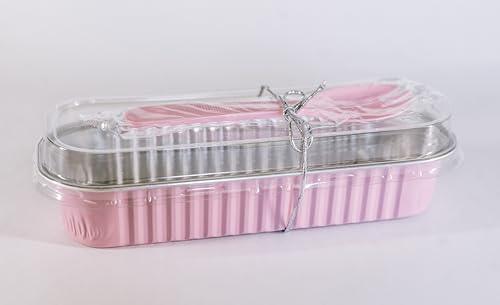 SWEET CHARLOTTE'S BAKESHOP 6” Mini Loaf Pans with Lids (50 Pack) with free digital download Spoons Ties Rectangle Aluminum Foil Baking Pans Tins Containers (Pack Of 50) Individual Disposable Cake - CookCave