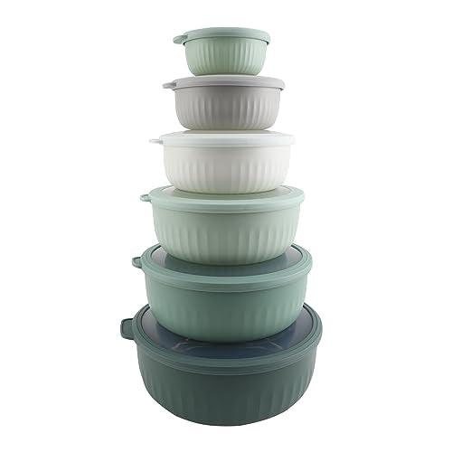 COOK WITH COLOR Prep Bowls with Lids- Wide Mixing Bowls Nesting Plastic Small Mixing Bowl Set with Lids (Sage) - CookCave