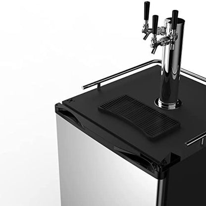 HCK Kegerator & Undercounter Refrigerator 2 in 1,24 inch Beer Cooler with 3 taps,Built-in or Freestanding,Stainless Steel Reversible Door,Indoor or Outdoor for Home & Commercial Use K185 - CookCave