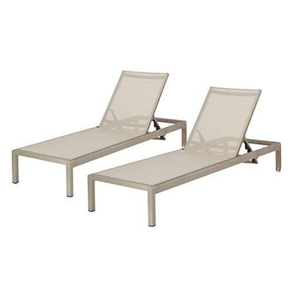 Christopher Knight Home Outdoor Aluminum Chaise Lounge, Set of 2, Grey - CookCave