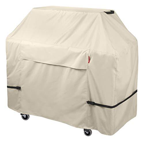 Porch Shield 54W x 24D x 46H inch Premium Gas Grill Cover Up to 52 inch - Waterproof 600D BBQ Covers for Weber, Brinkmann, Char-Broil and More, Light Tan - CookCave