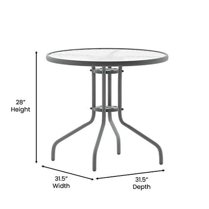 Flash Furniture Bellamy 31.5'' Round Tempered Glass Metal Table, Silver - CookCave