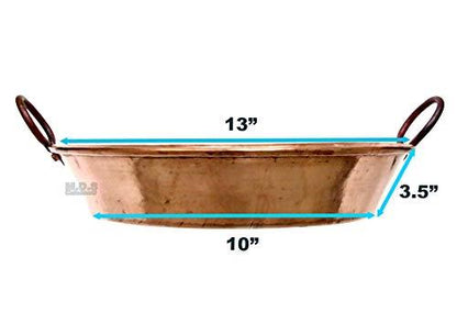 Ematik Paella Pan 13” Cazuela De Cobre 100% Pure Hammered Handmade Copper Classic Traditional Spain Cazo Cazuela Para Seafood - CookCave