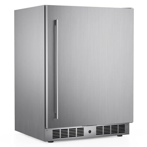 MGMEDOS 180 Cans Single Door Refrigerator,outdoor refrigerator， 24 inch undercounter refrigerator， kimchi refrigerator,Freestanding Stainless Steel Refrigerator for Home and Commercial Use - CookCave