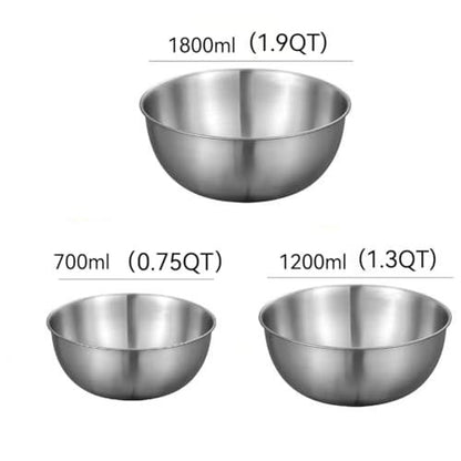 Stainless Steel Mixing Bowls-3 Packs Small Thicker Stainless Steel Flat Bottom Mixing Bowls Set, Home, Refrigerator, and Kitchen Food Storage Organizers - CookCave